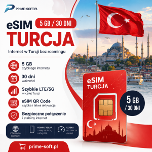 Karta eSIM Internet Roaming 5 GB na 30 dni Turcja 