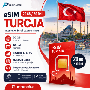 Karta eSIM Internet Roaming 20 GB na 30 dni Turcja  